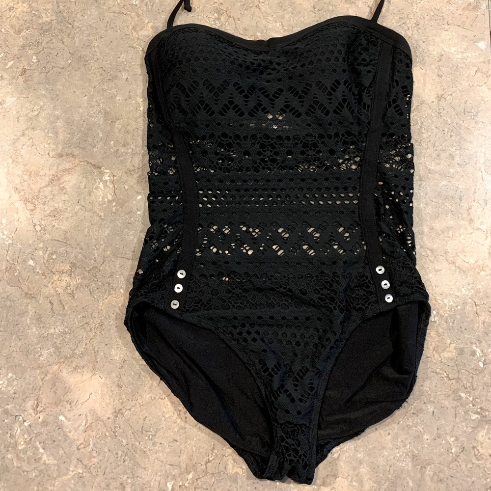 Robin Piccone sheer crochet one-piece swimsuit!